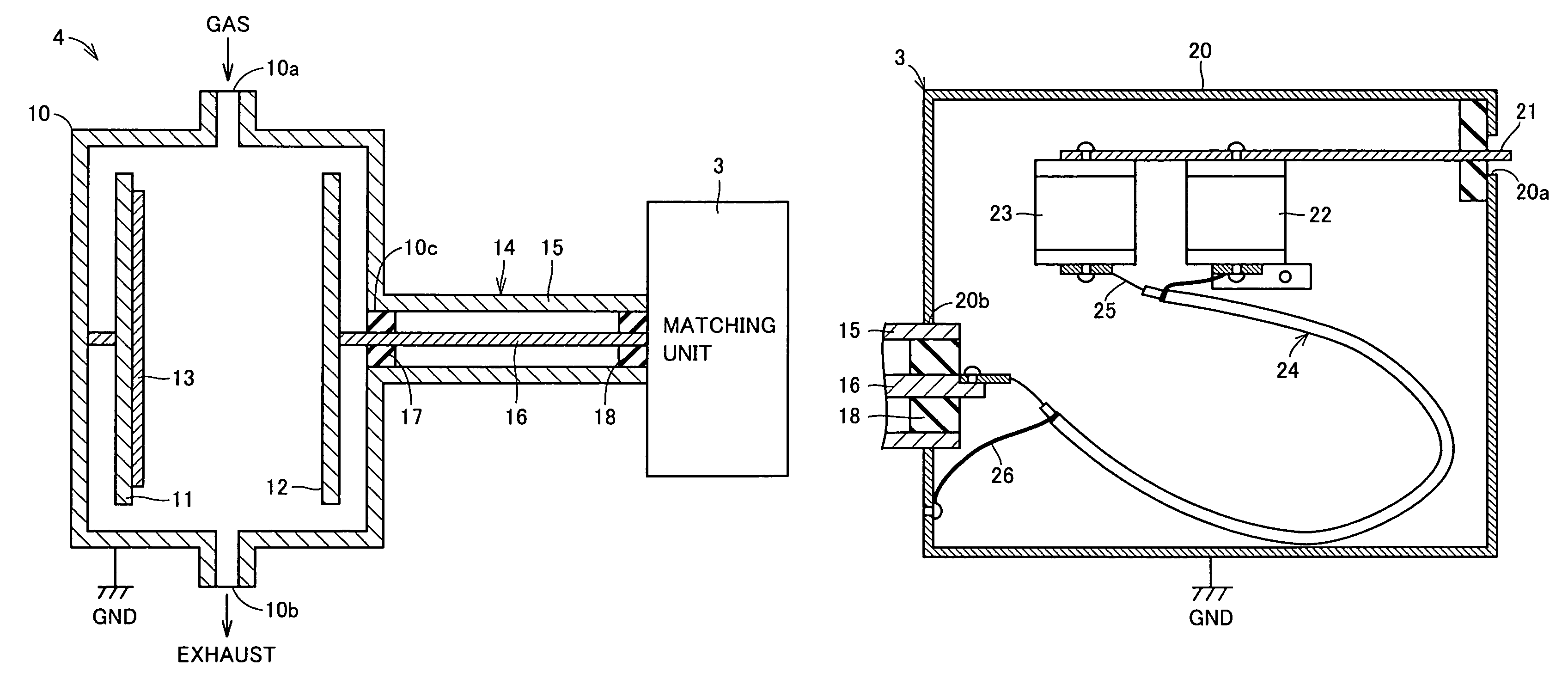 Matching unit for semiconductor plasma processing apparatus
