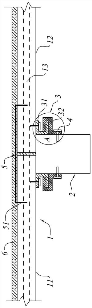 Connection structure of prefabricated slab and bay beam and its construction method