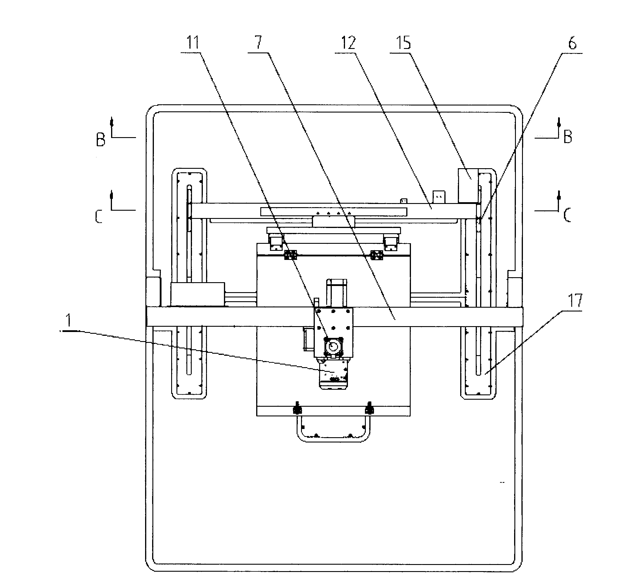 Gantry type large-width pattern sewing machine