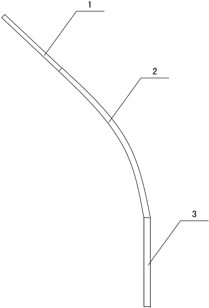 Parabola-shaped material bending trough for molten glass feeding machine