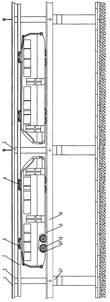 Monorail suspension type dual-power electric bus