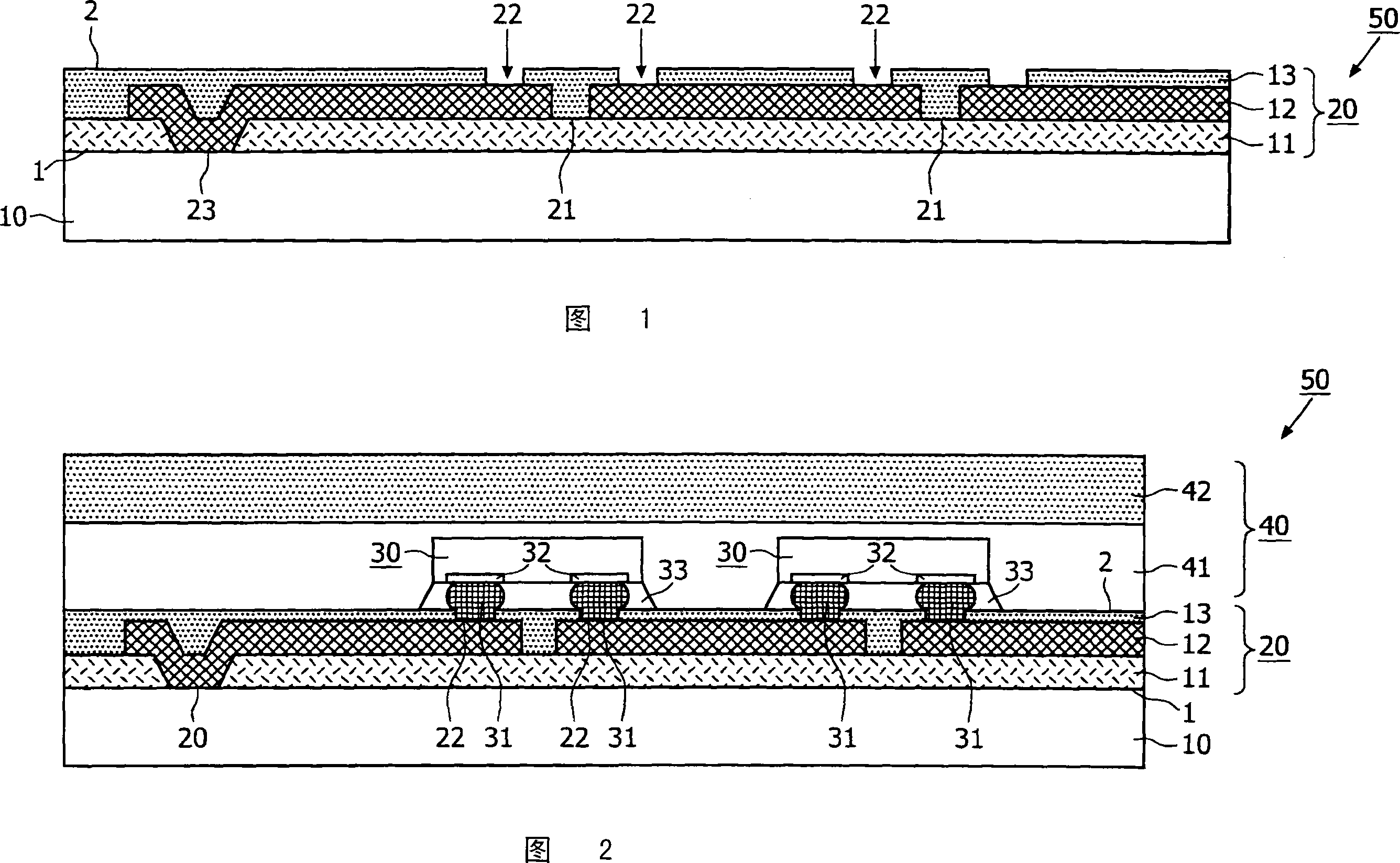 Package, subassembly and methods of manufacturing thereof