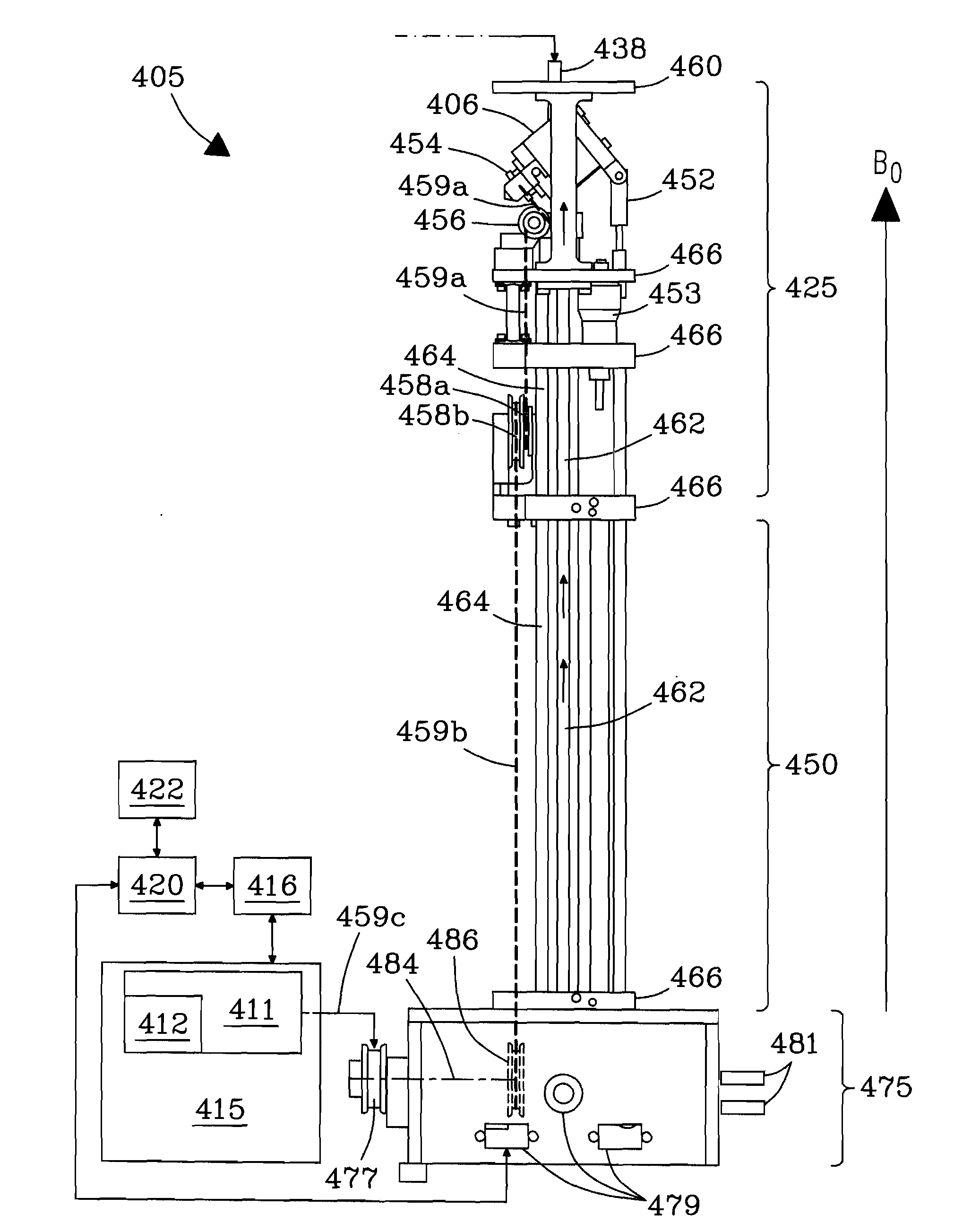 Discrete magic angle turning system, apparatus, and process for in situ magnetic resonance spectroscopy and imaging