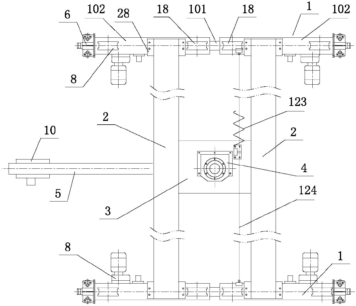 Overhead type cantilever crane provided with hanging trolley