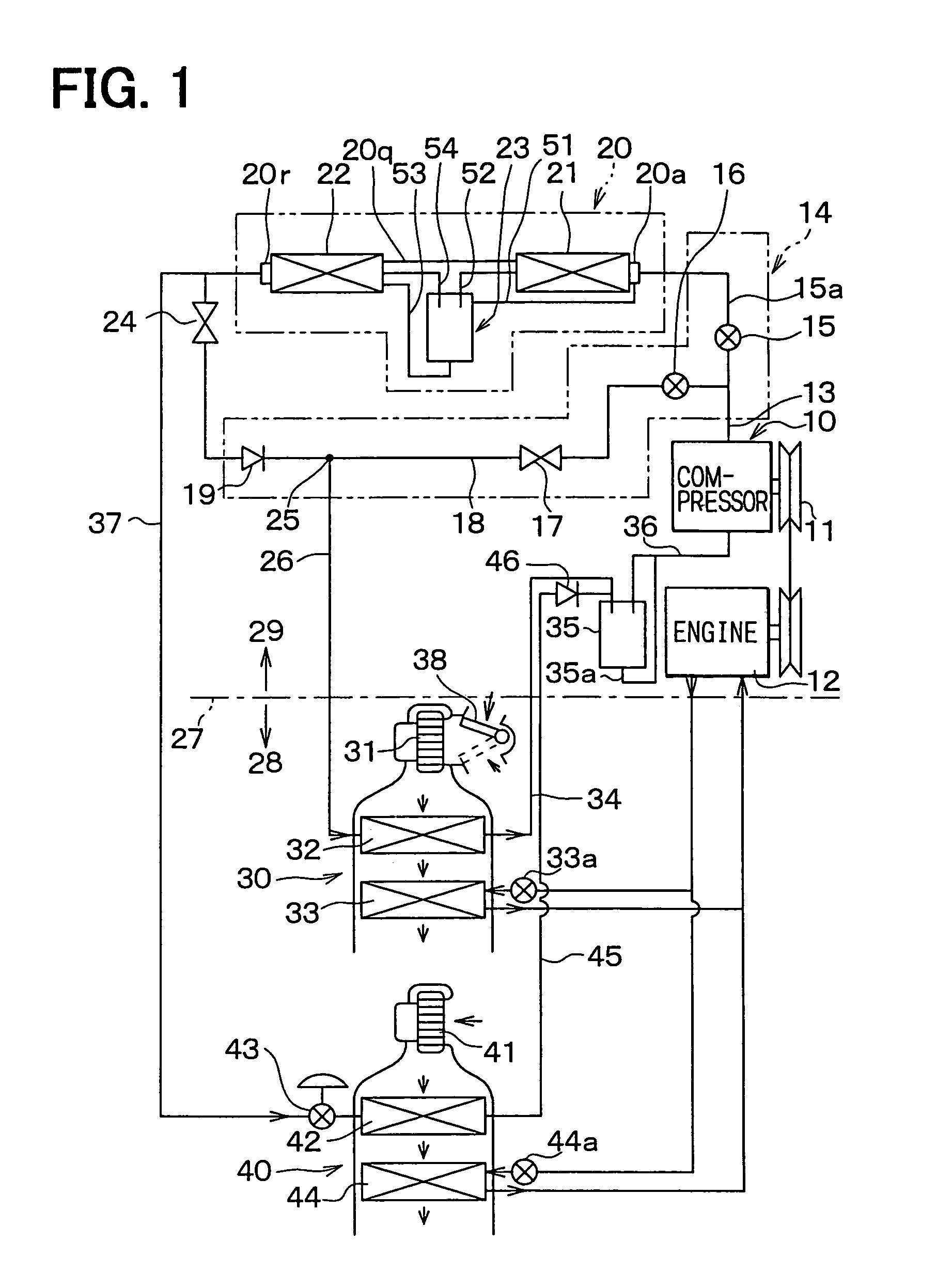 Vehicle air conditioner with front and rear air conditioning units