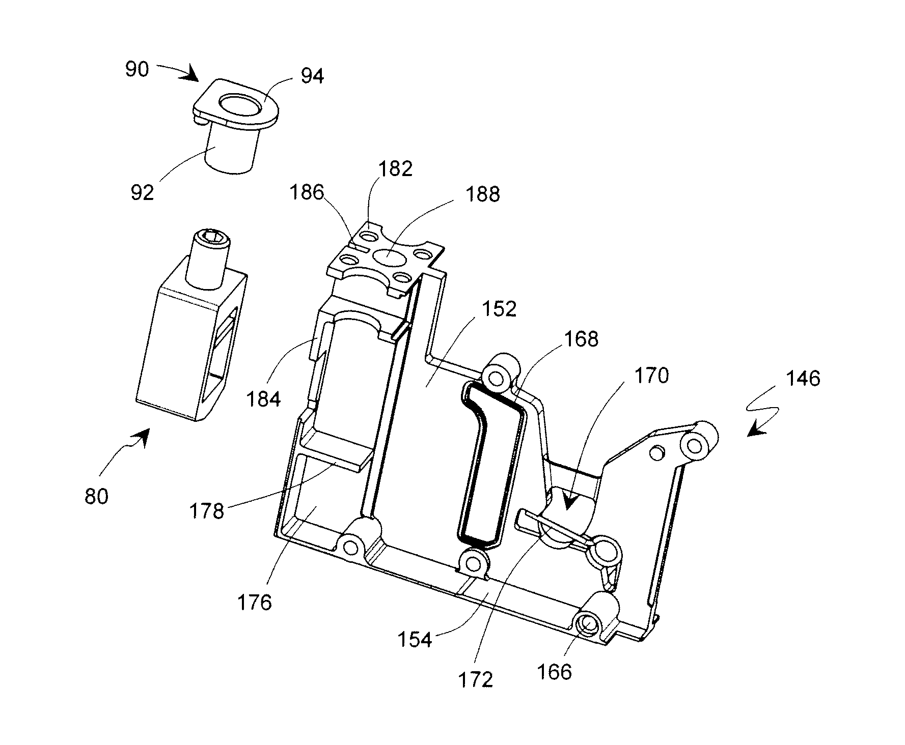 Functional separating spacer of the cartridges in a multipole switchgear device and circuit breaker