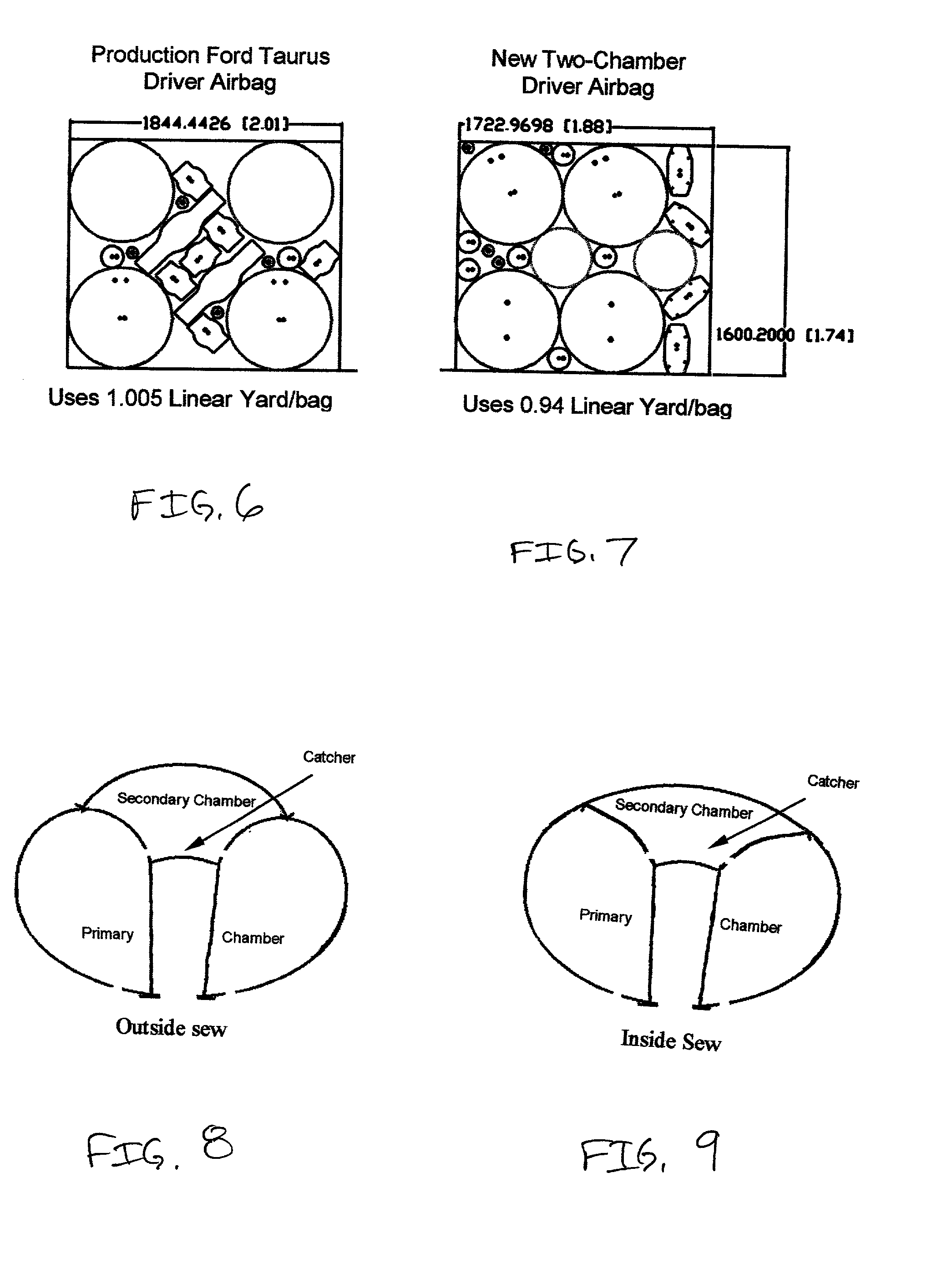 Multiple chamber airbags and methods