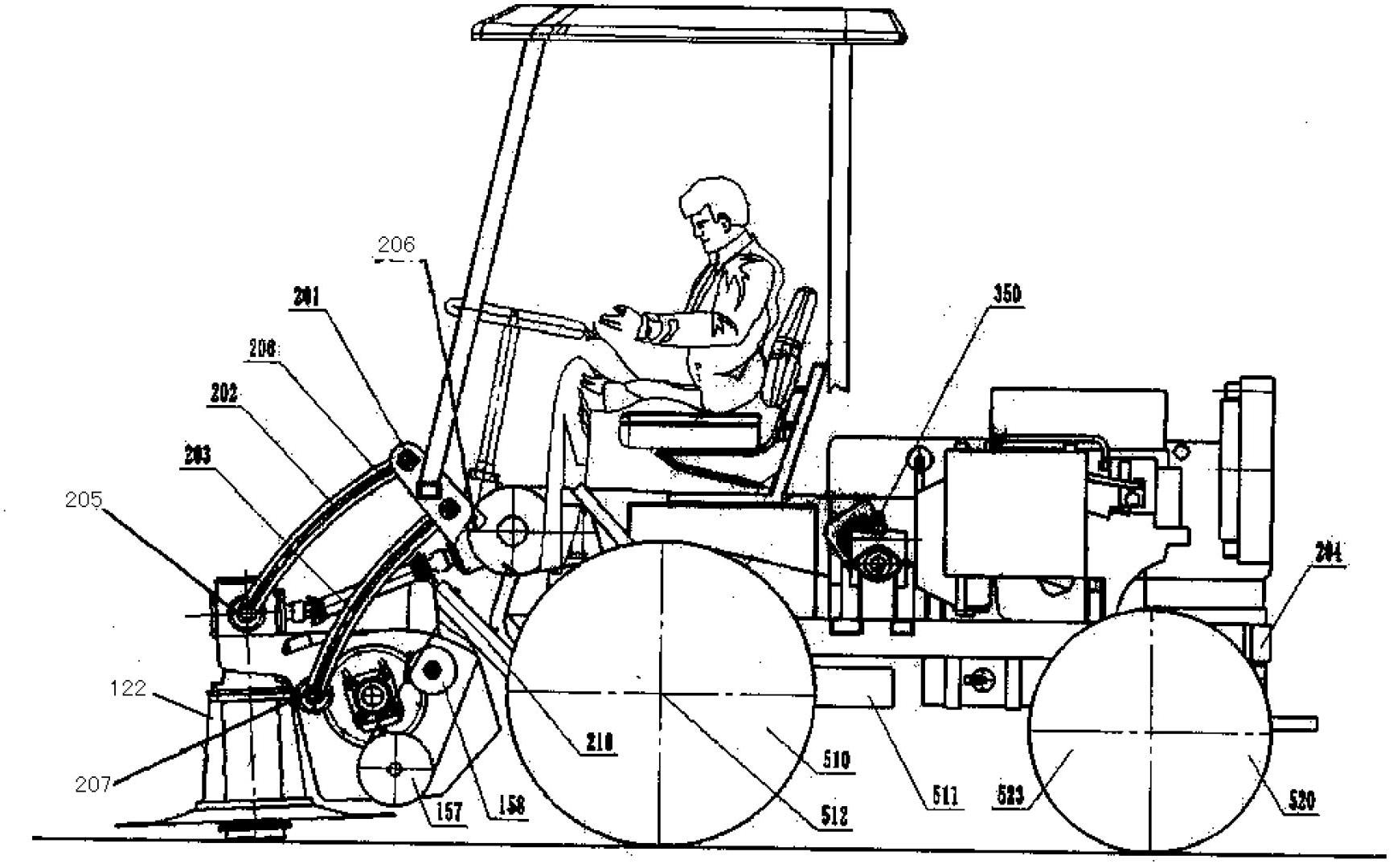 Small self-propelled alfalfa cradling and flattening machine