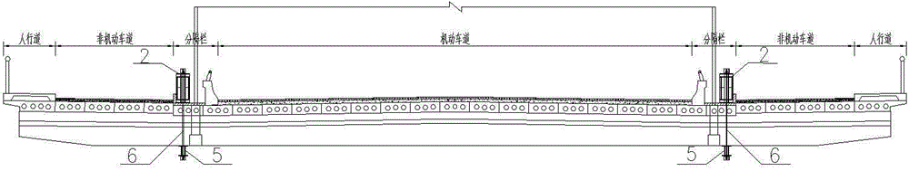 Safe early warning beam structure for longitudinal-beam-free middle bearing type arch bridge and early warning method of structure