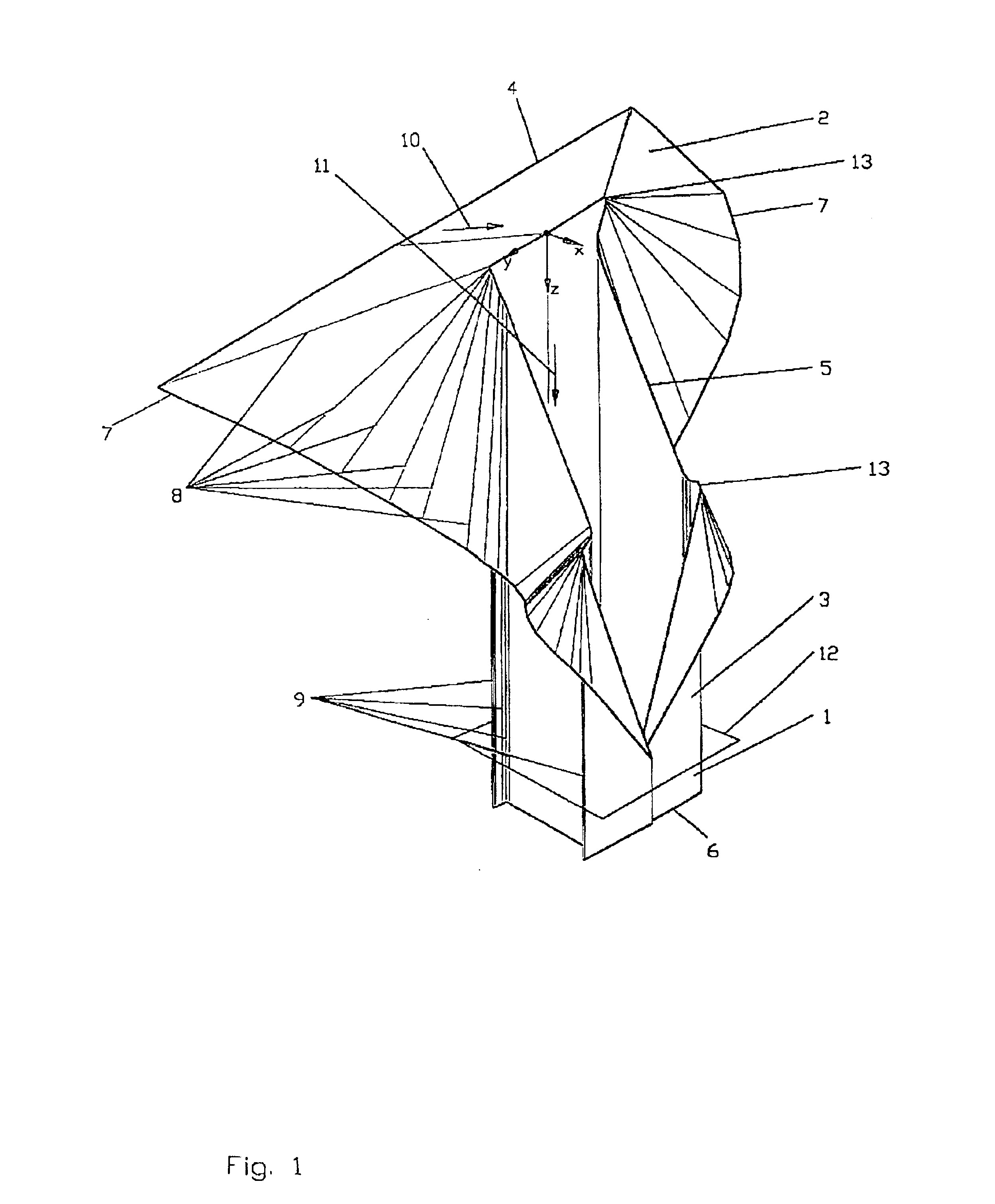 Shaping shoulder and a device for producing longitudinally shaped webs