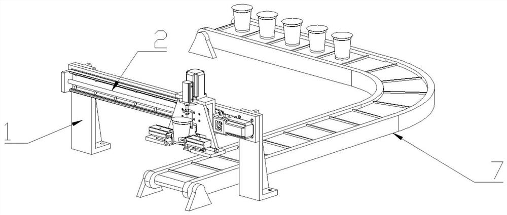 Transitional transfer carrying device for milk tea machine