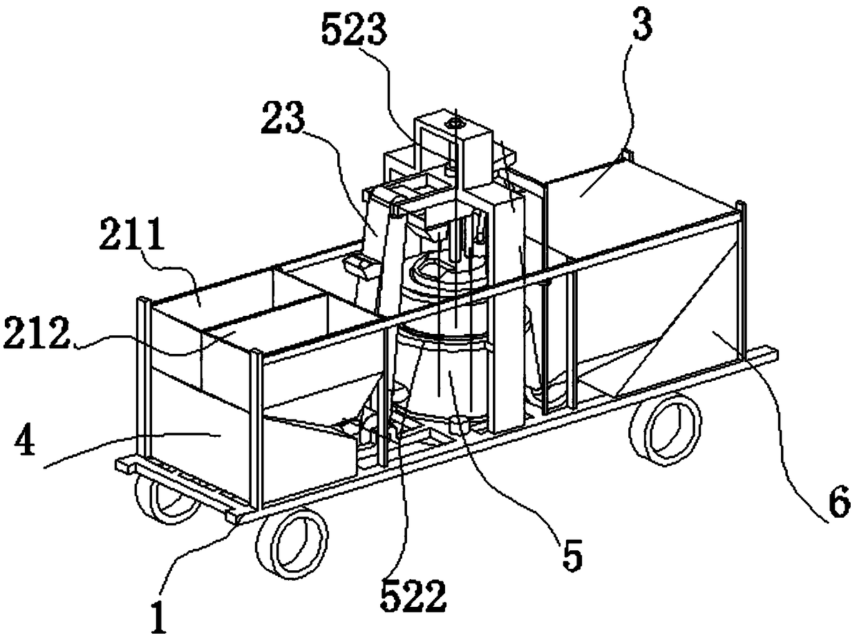 Road concrete transportation and stirring device and using method thereof