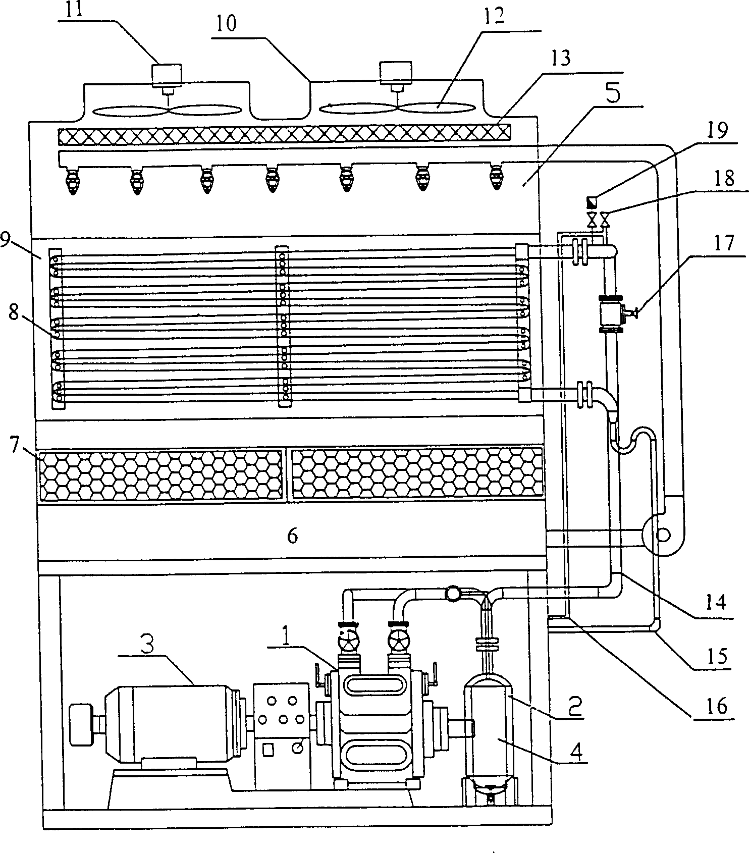 Condenser set of evaporated compressor
