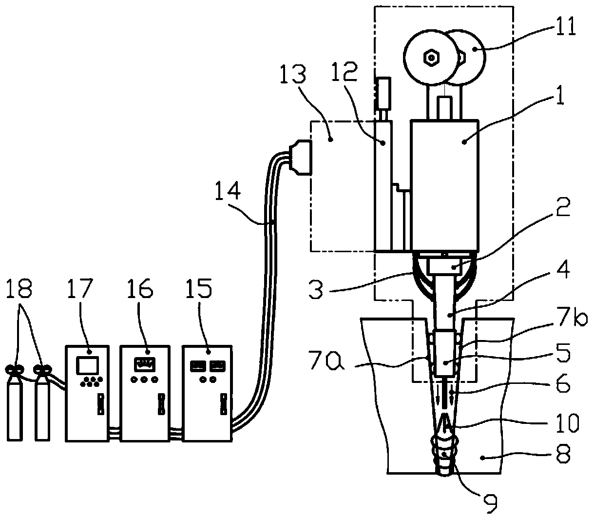 MAG/MIG automatic welding device and method