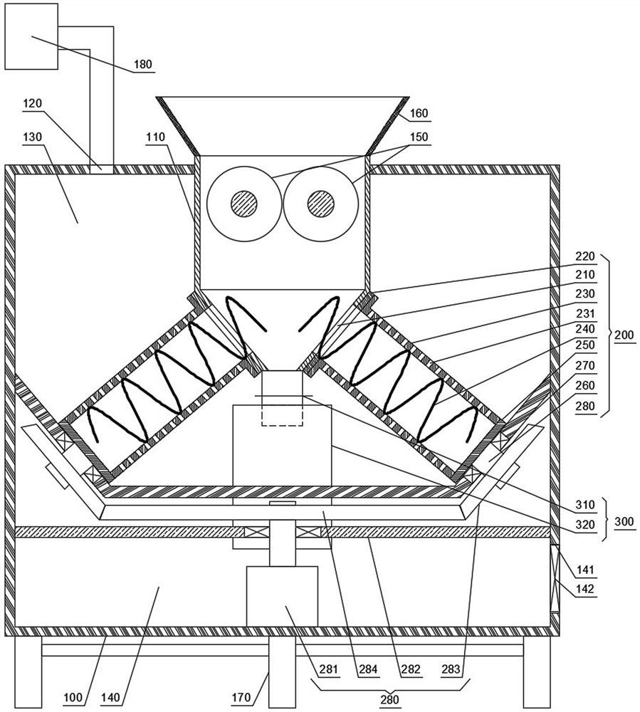 Screening device for calcium powder production