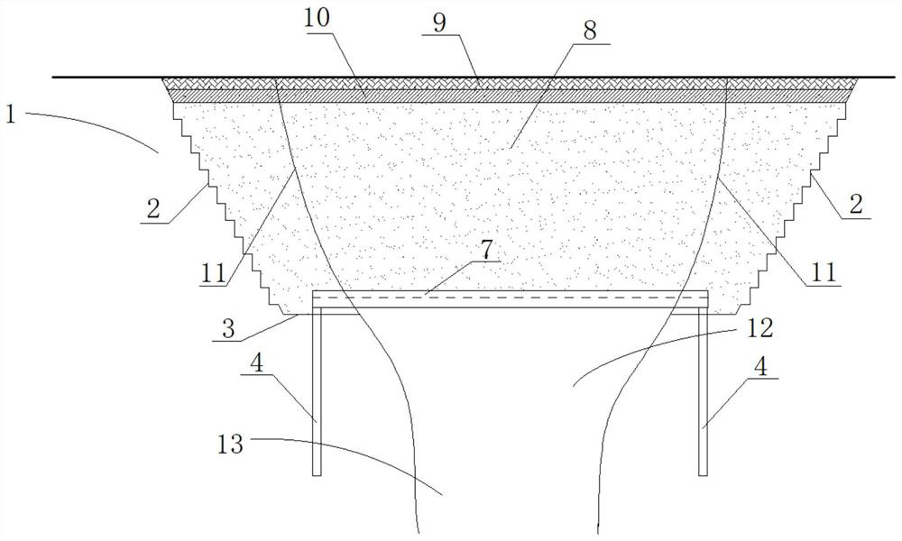 Rapid repair construction method and repair structure of pavement subsidence in karst area