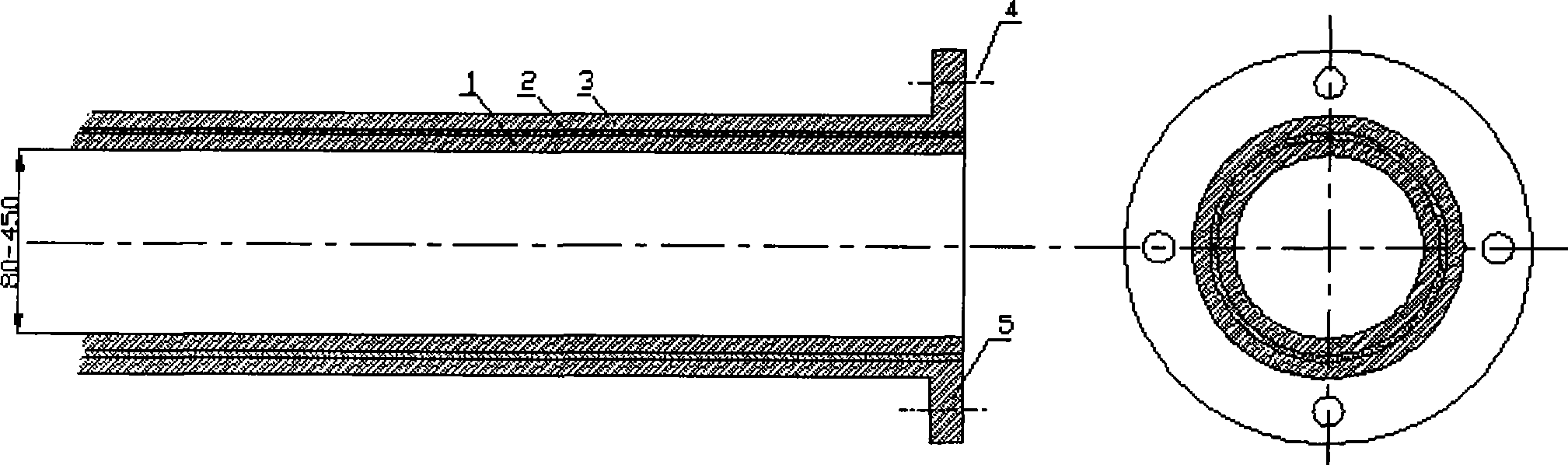 Ceramic composite pipe for conveying flue gas desulfurization glue size in electric power plant and method for manufacturing same