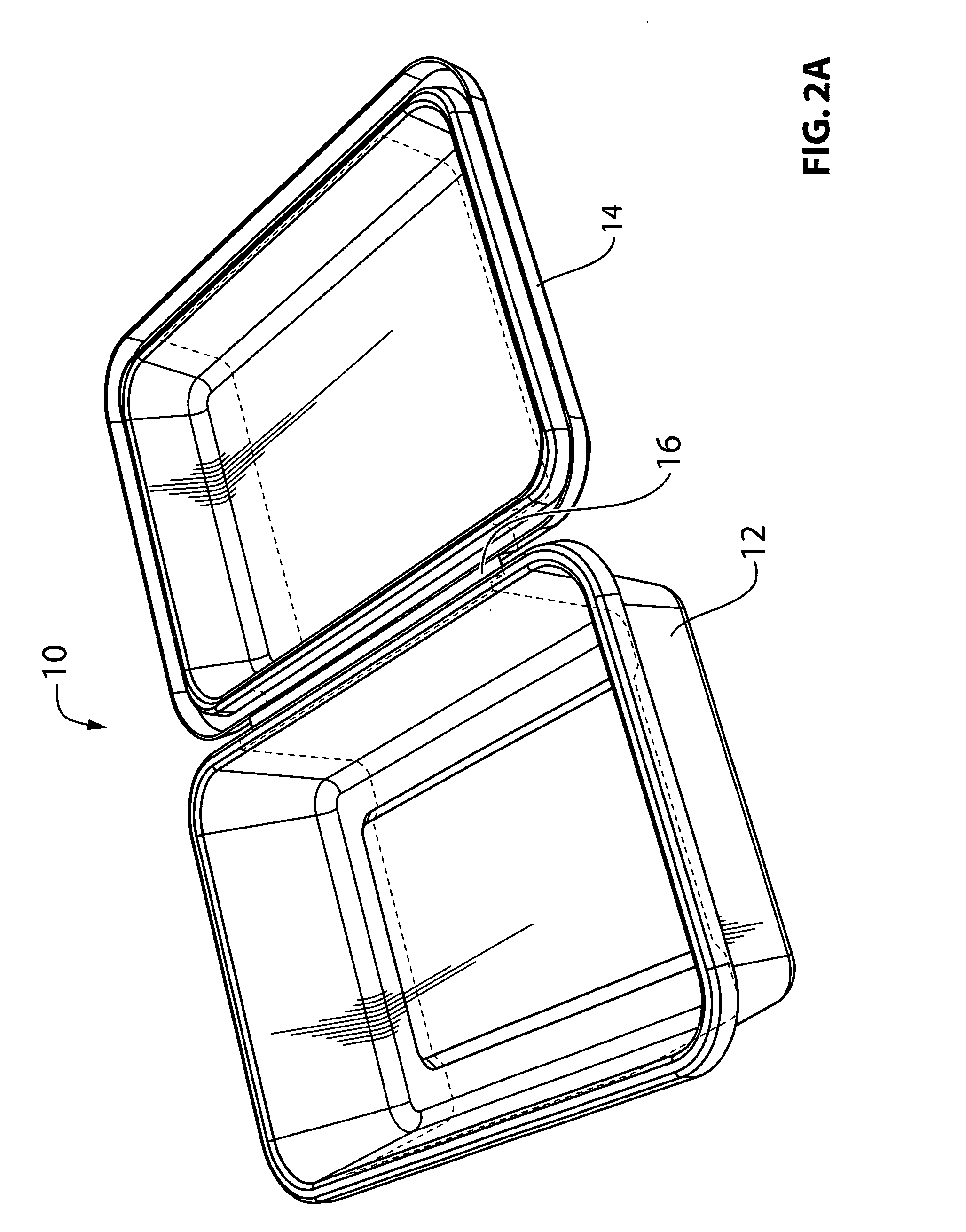 Injection moulded clam shell container utilizing label as hinge element