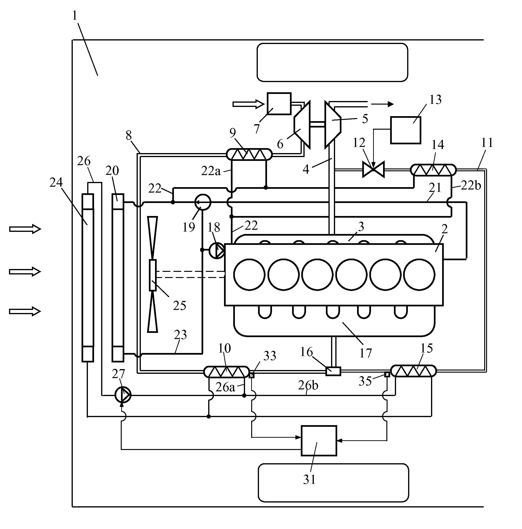 Arrangement in a low-temperature cooling system for a supercharged combustion engine