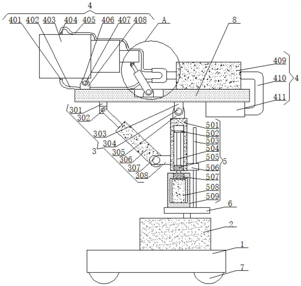 A steelmaking furnace slag removal device with dust treatment function