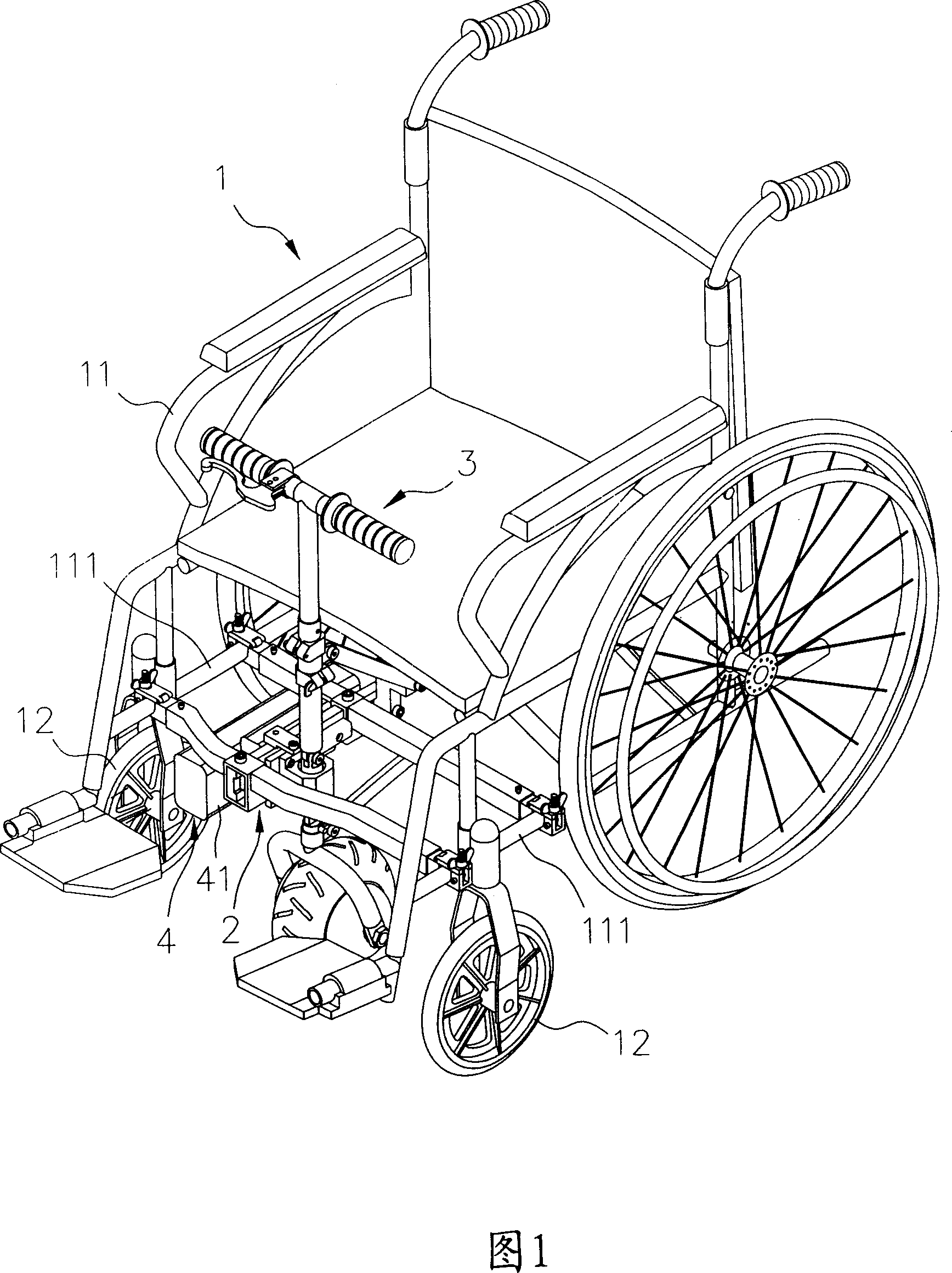 Auxiliary electric wheelchair device with draw-in and draw-off function