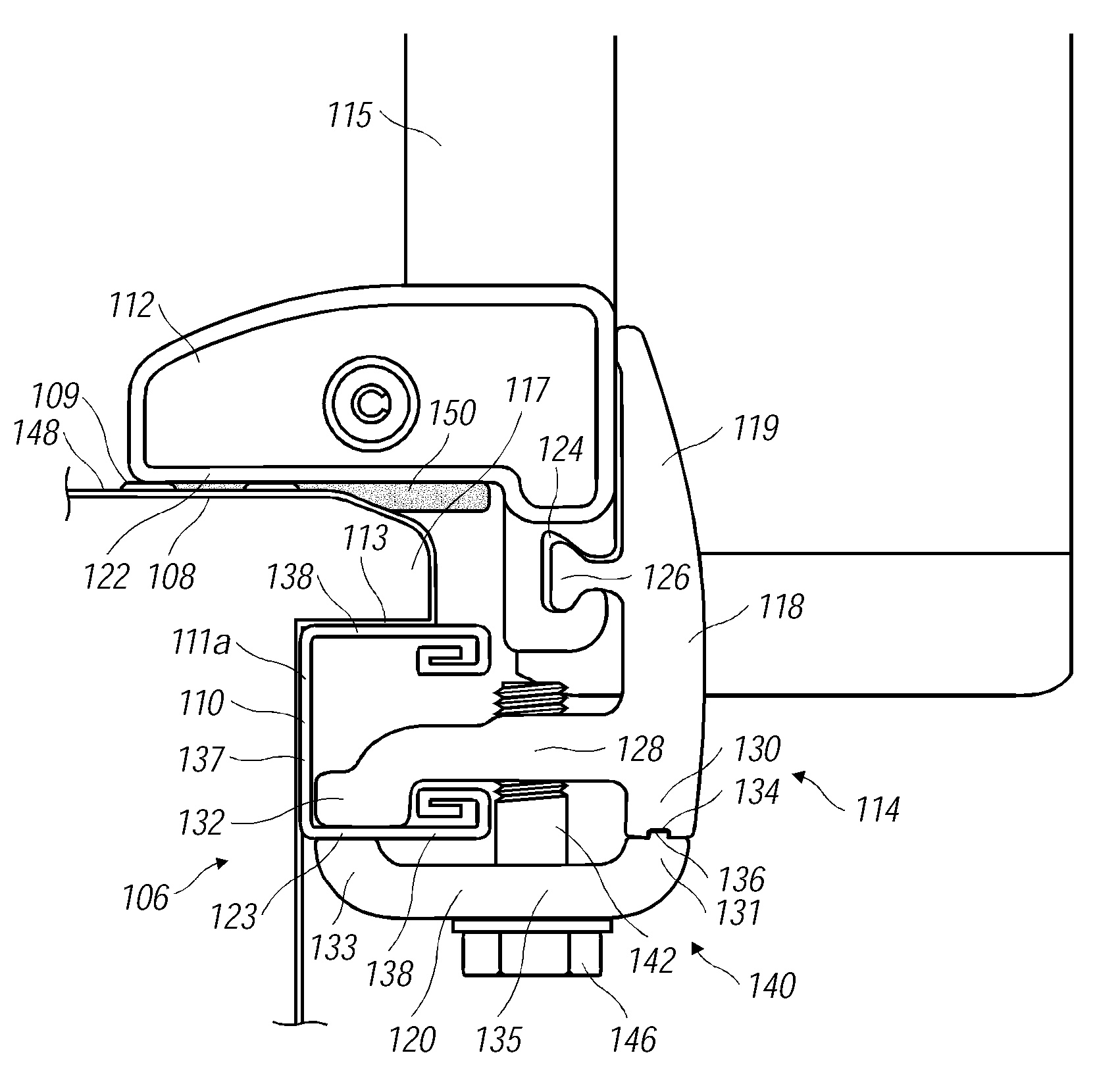 Load carrier arrangement for a vehicle bed comprising an internal bed rail system