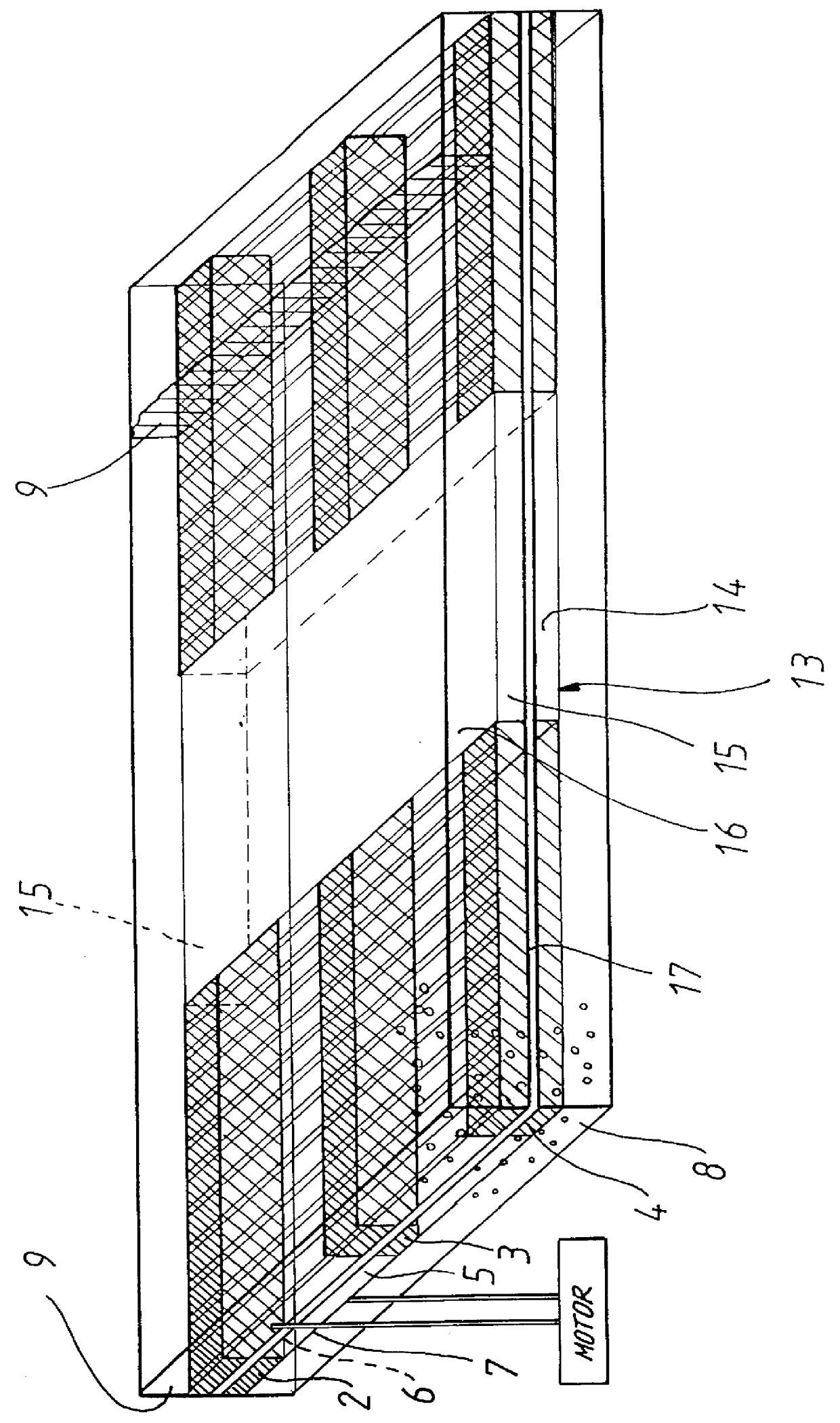 Lying surface with lamellar grid