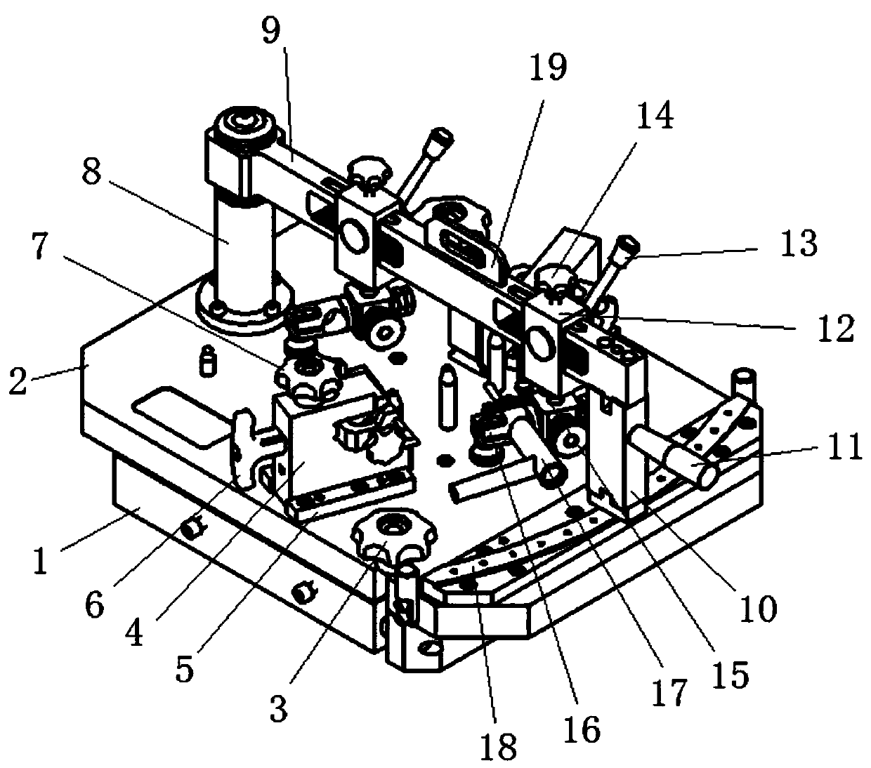 Clamp for assembling aero-engine fan-shaped block assemblies