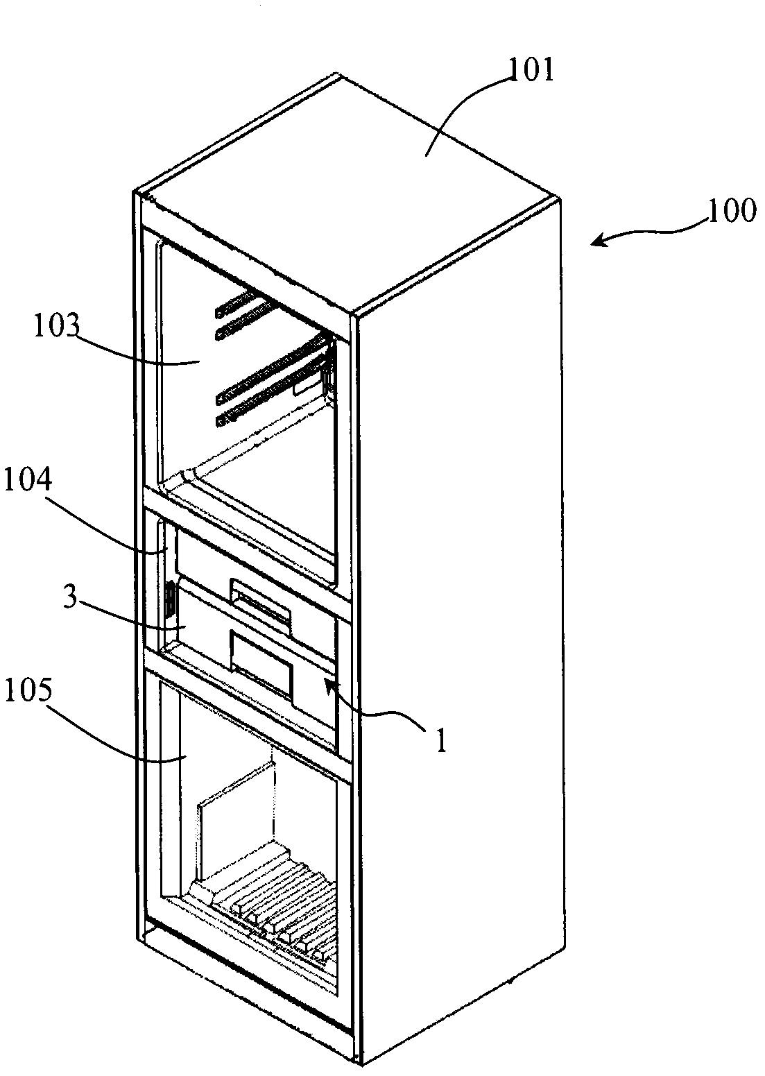 Refrigerating device with storage unit