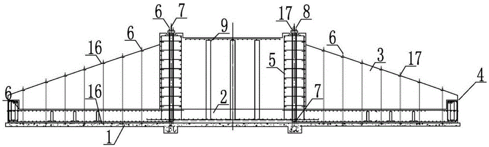 Wind power generation tower foundation with prefabricated foundation prestressed beams and slab