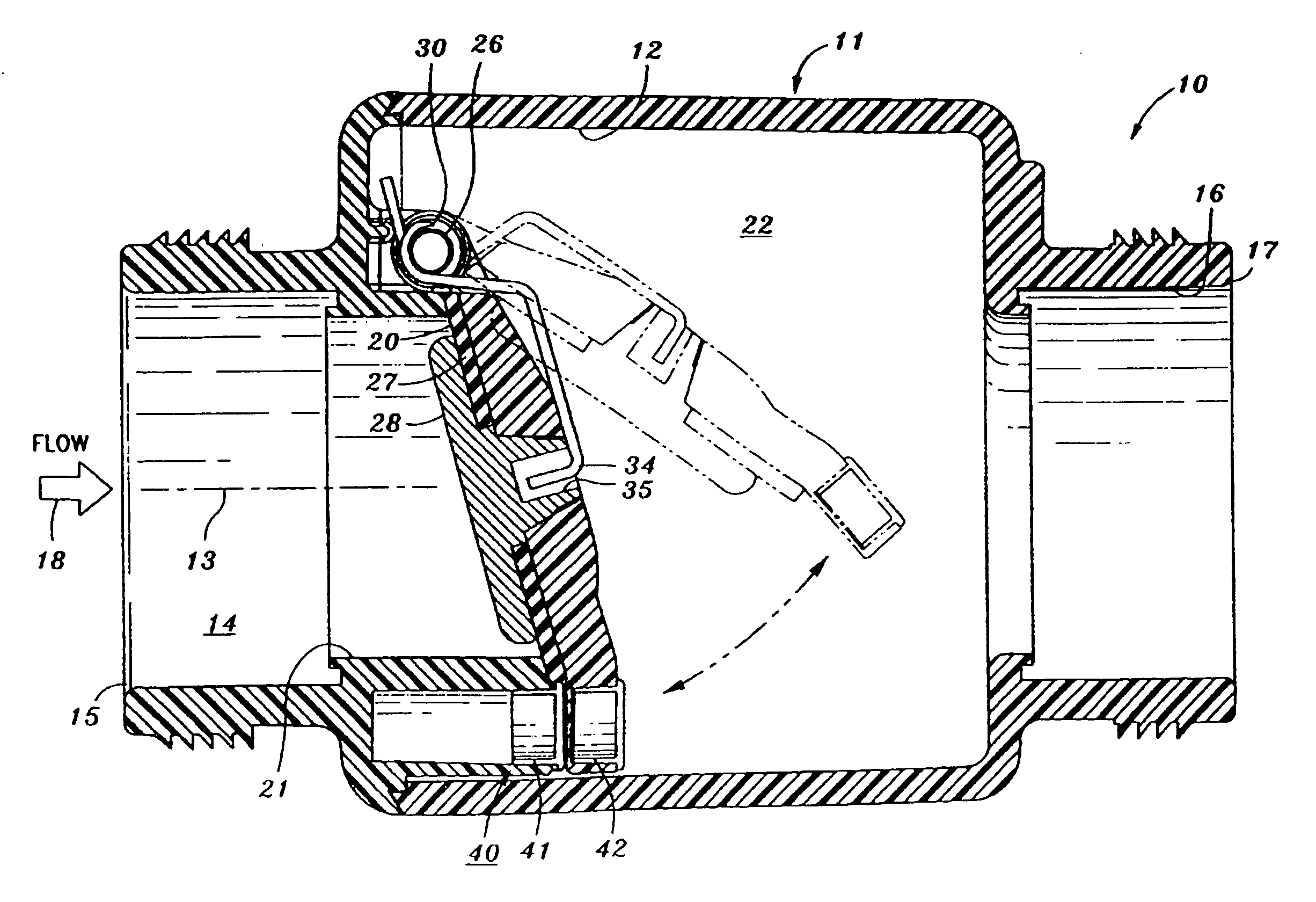 Quickly opening hinged check valve with pre-determined upstream pressure required to open