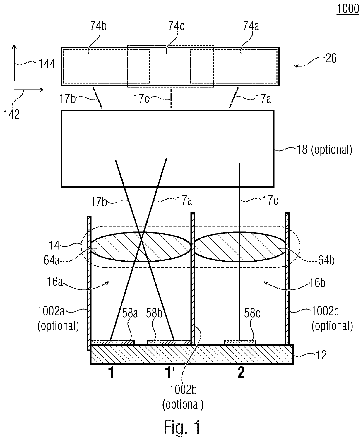 Multi-aperture imaging device, imaging system and method for capturing an object area