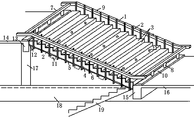 One-time continuous pouring and forming construction method of stairs based on integral shaped formwork