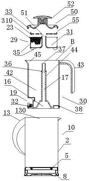 Driving pressure cavity and water kettle