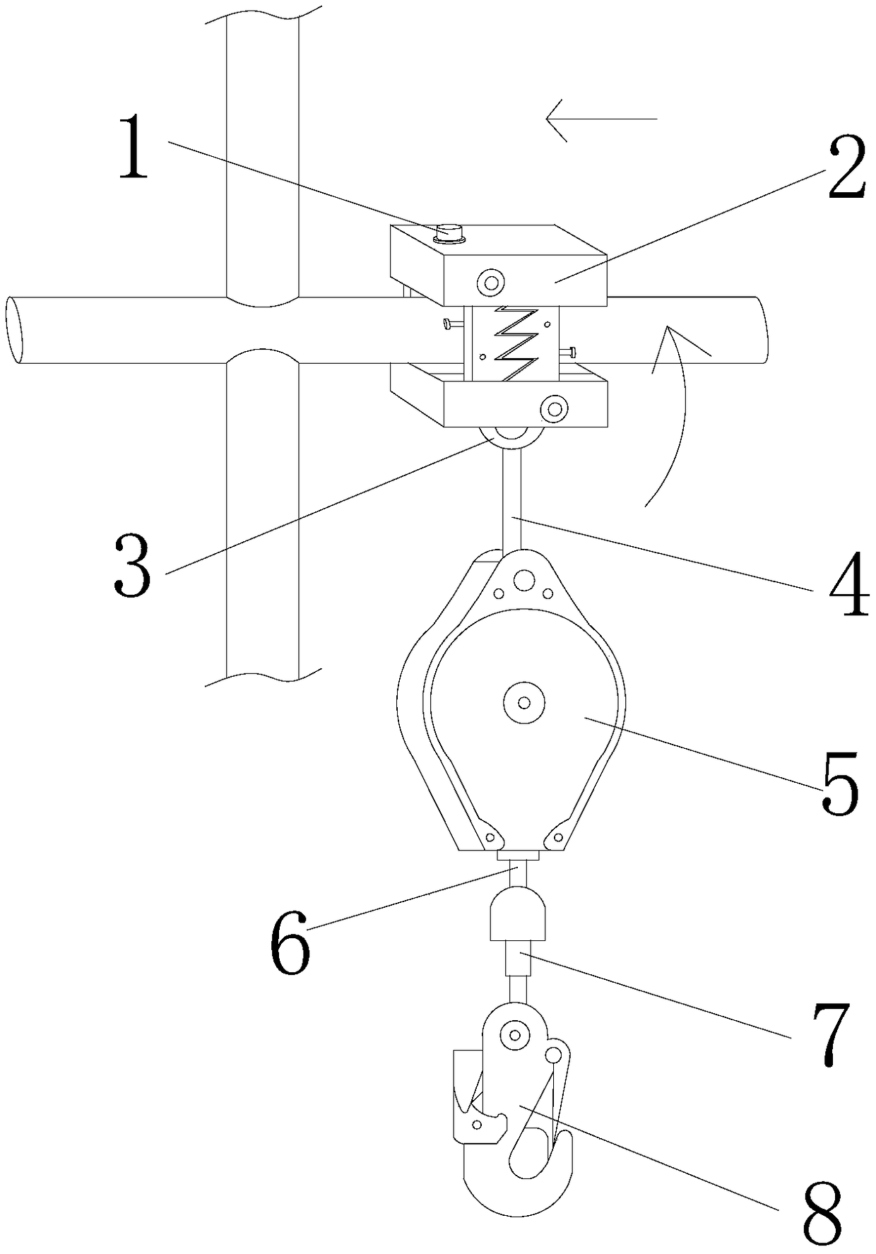 Anti-falling protection device capable of horizontally moving along with worker in building construction