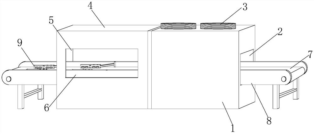 An environment-friendly heating and drying device for composite wood floor gluing