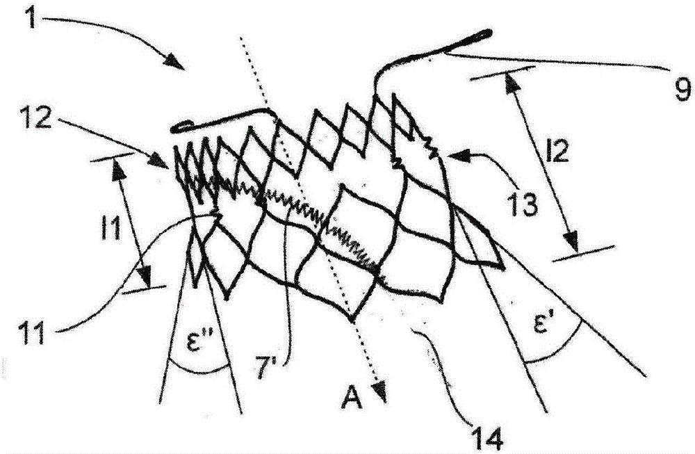 Cardiac stent-valve and delivery device for such a valve