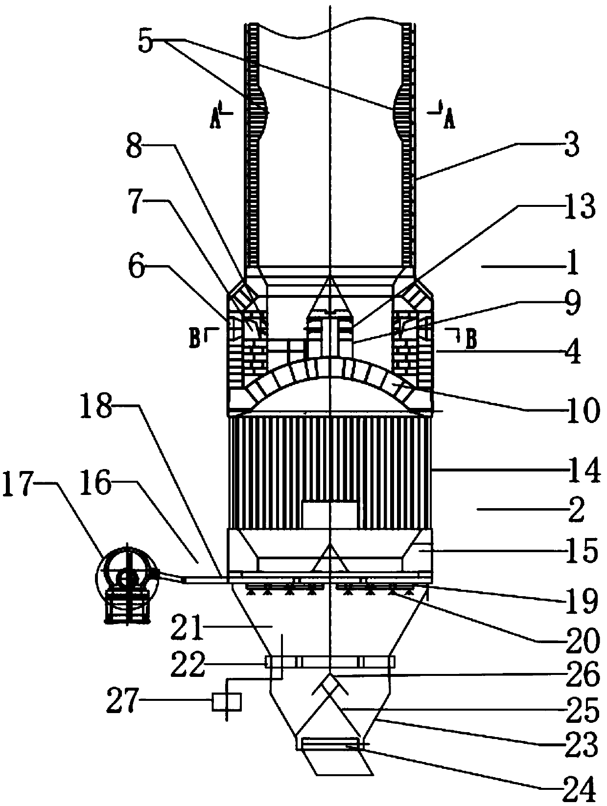 Novel dry distillation device based on gas combustion principle