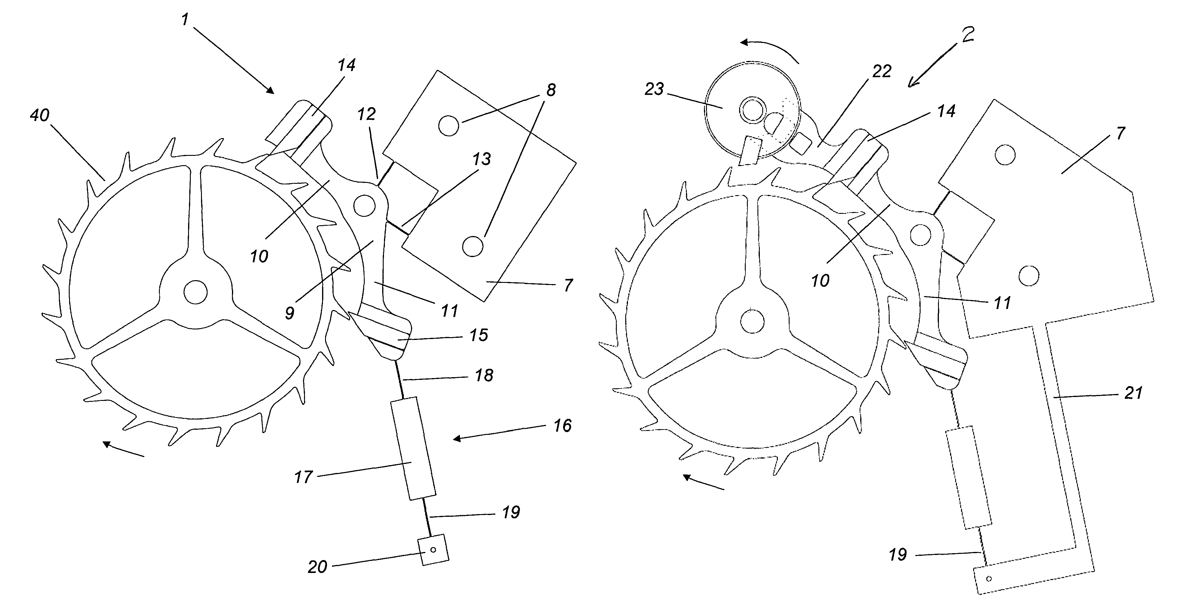 Immobilizing device for a toothed wheel