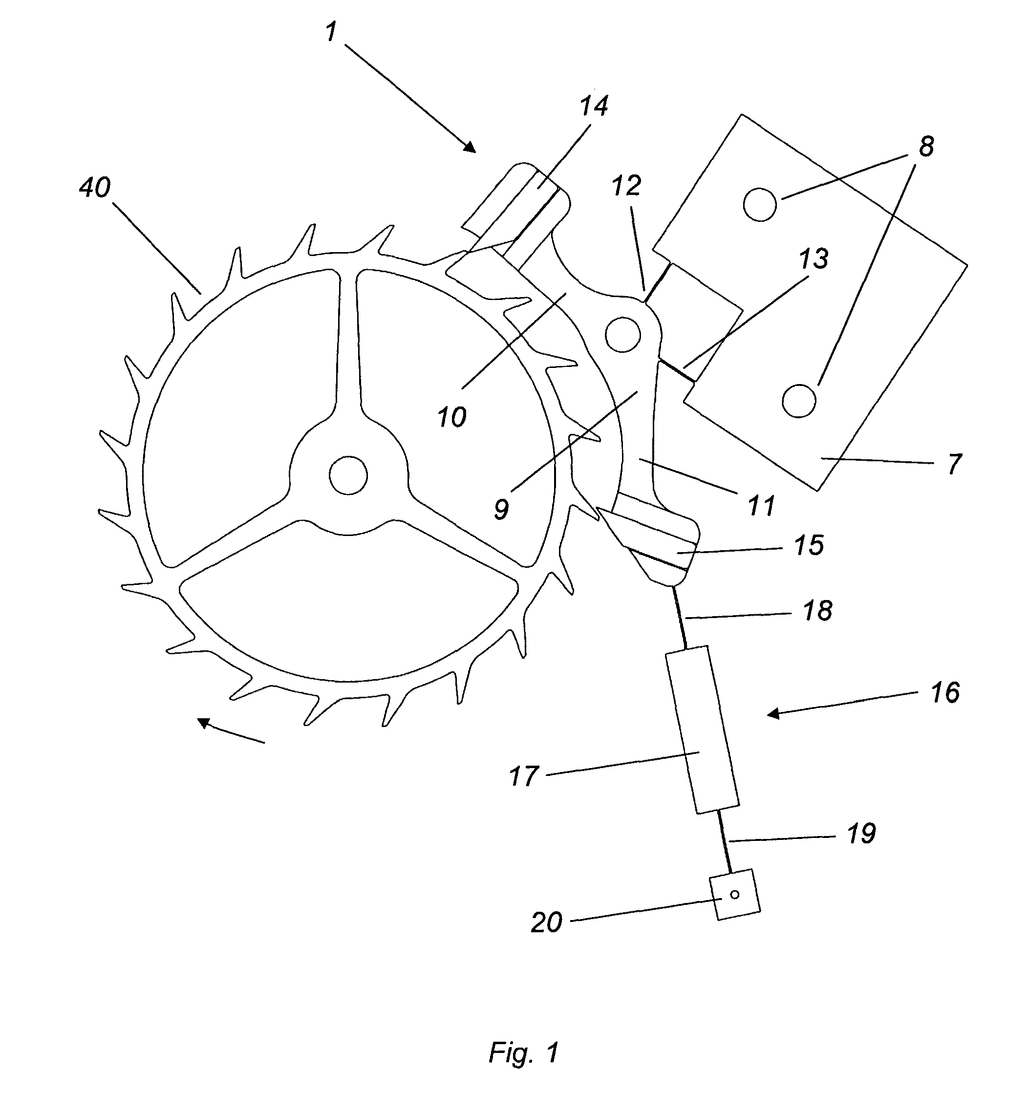 Immobilizing device for a toothed wheel