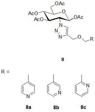 2-(1',2',3'-triazole-4'-oxymethylenepyridine)-1,3,4,6-o-acetyl-d-glucose and its preparation method and application