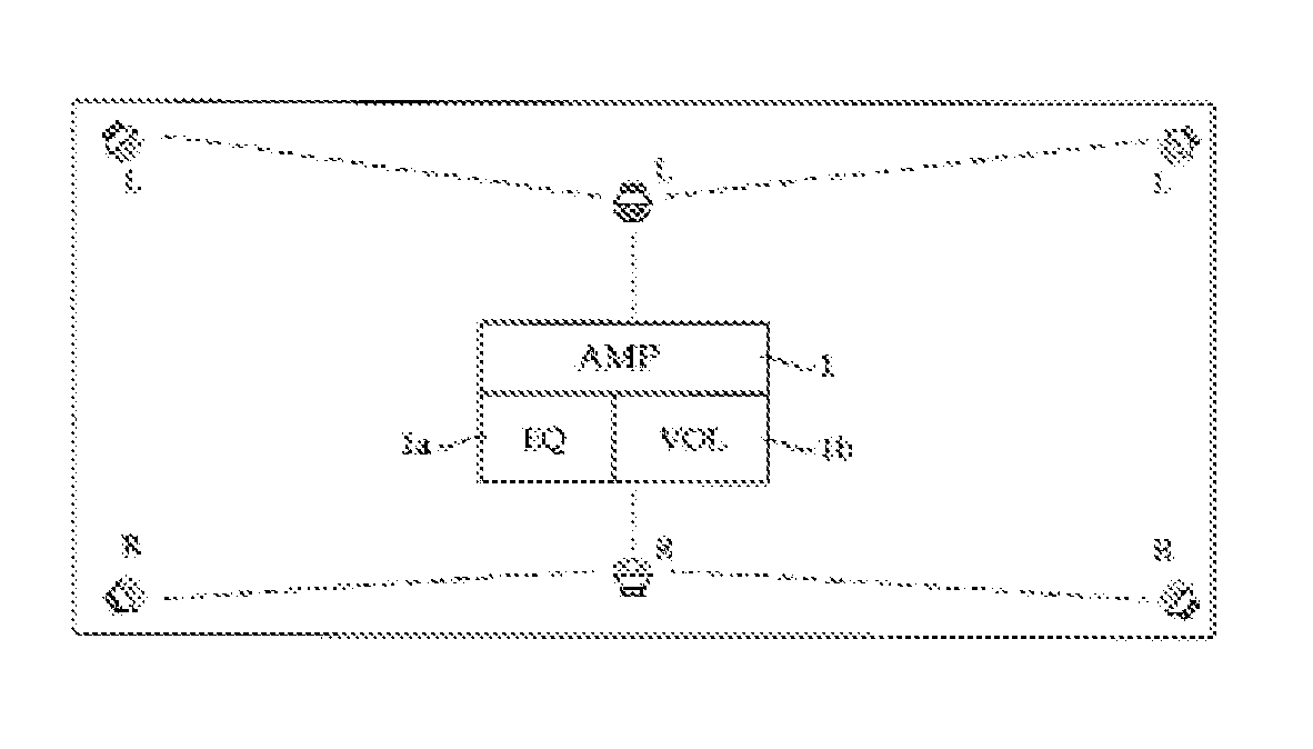 Multi-amplifier audio module for a multichannel speaker, and multi-amplifier audio module housing assembly for same