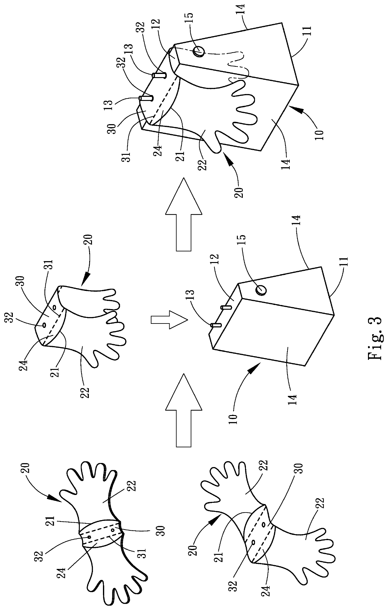 Glove donning device and glove devices for same