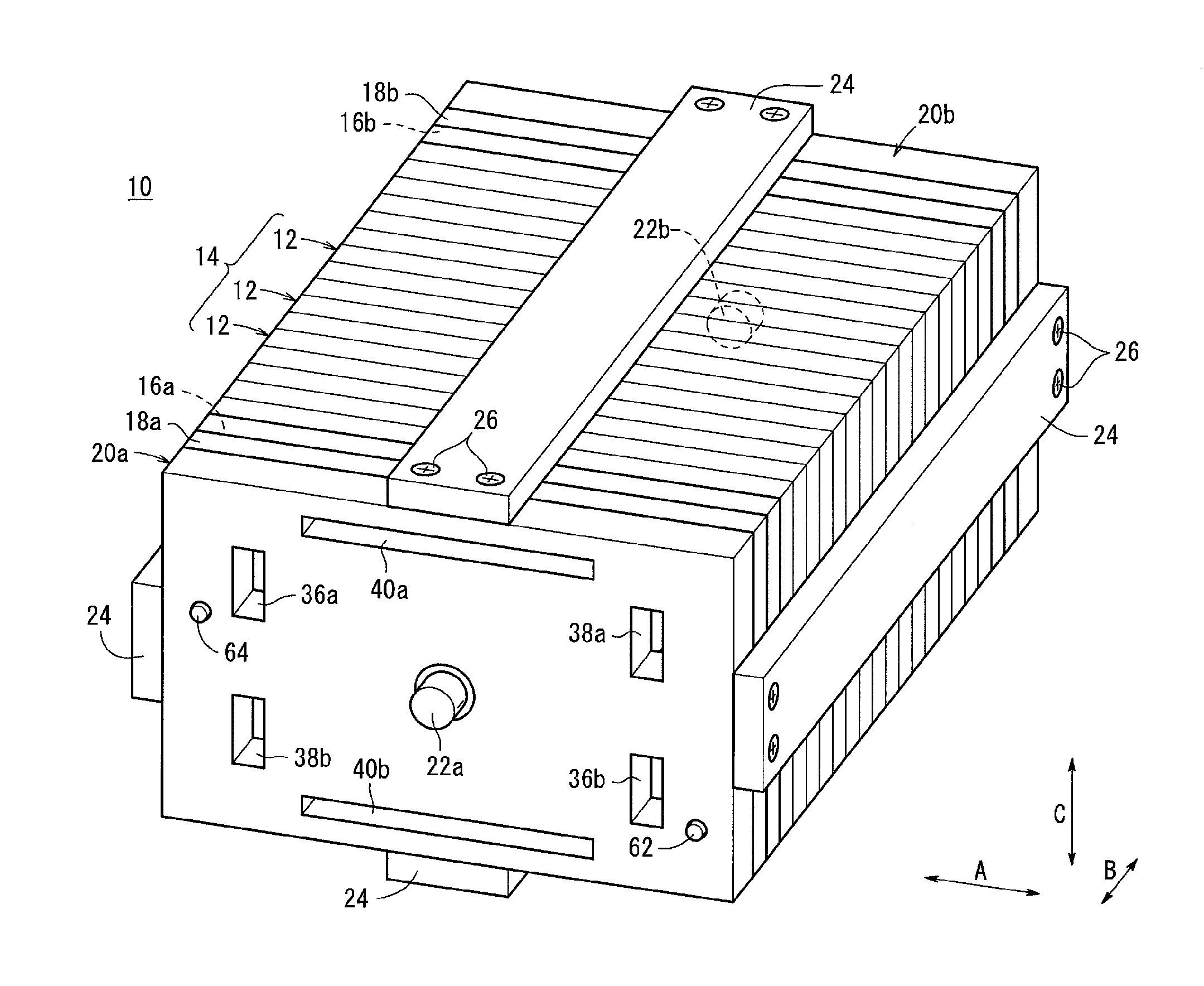 Fuel cell comprising a knock pin