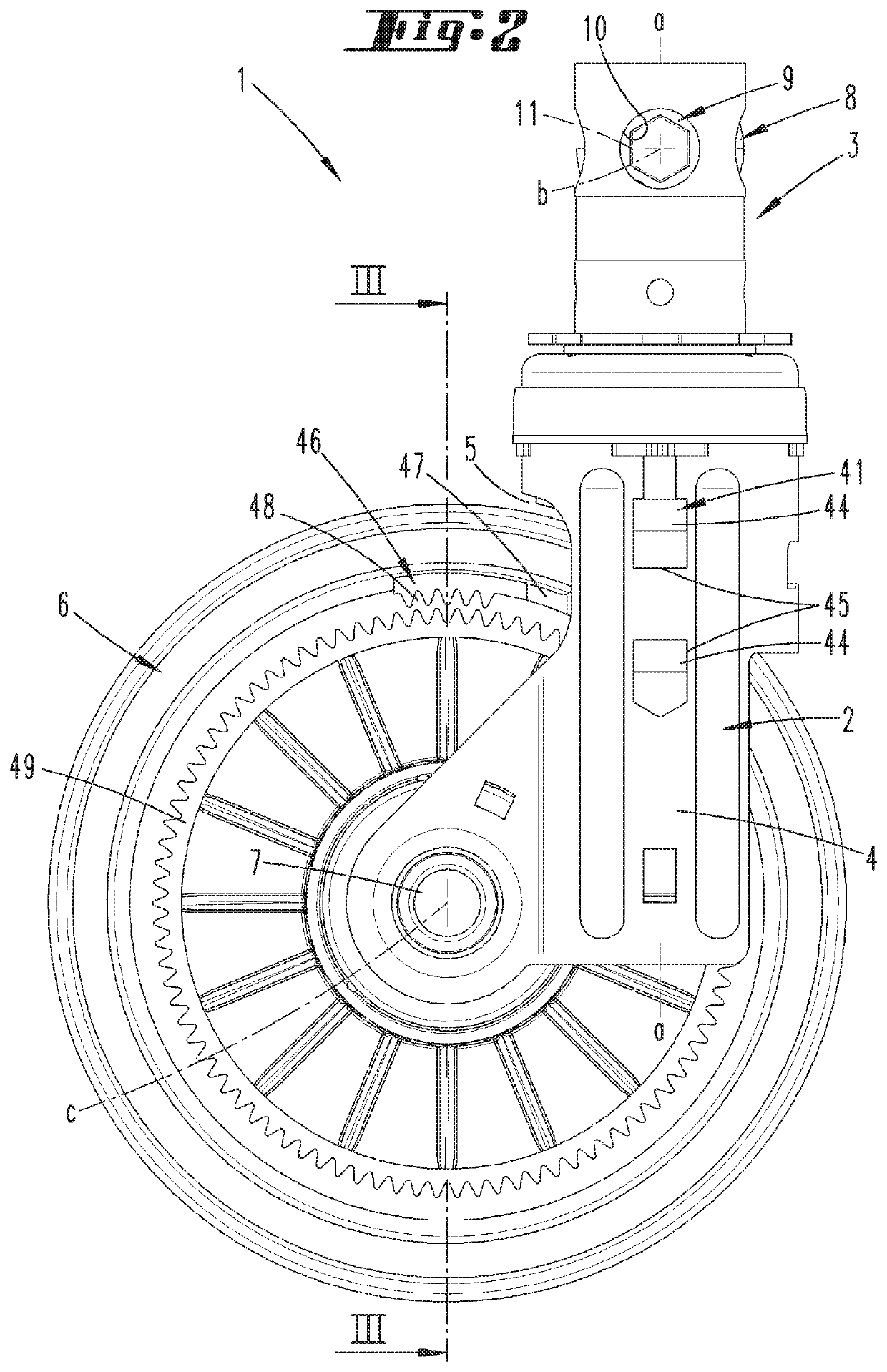 Caster comprising a running wheel