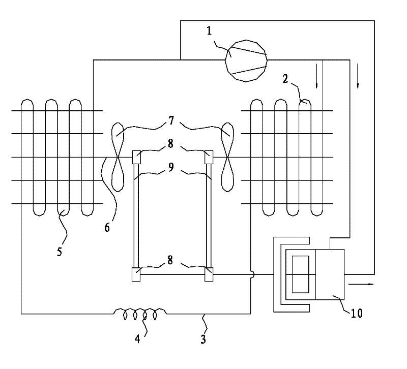 Hydrodynamic force converter and refrigerating plant with same