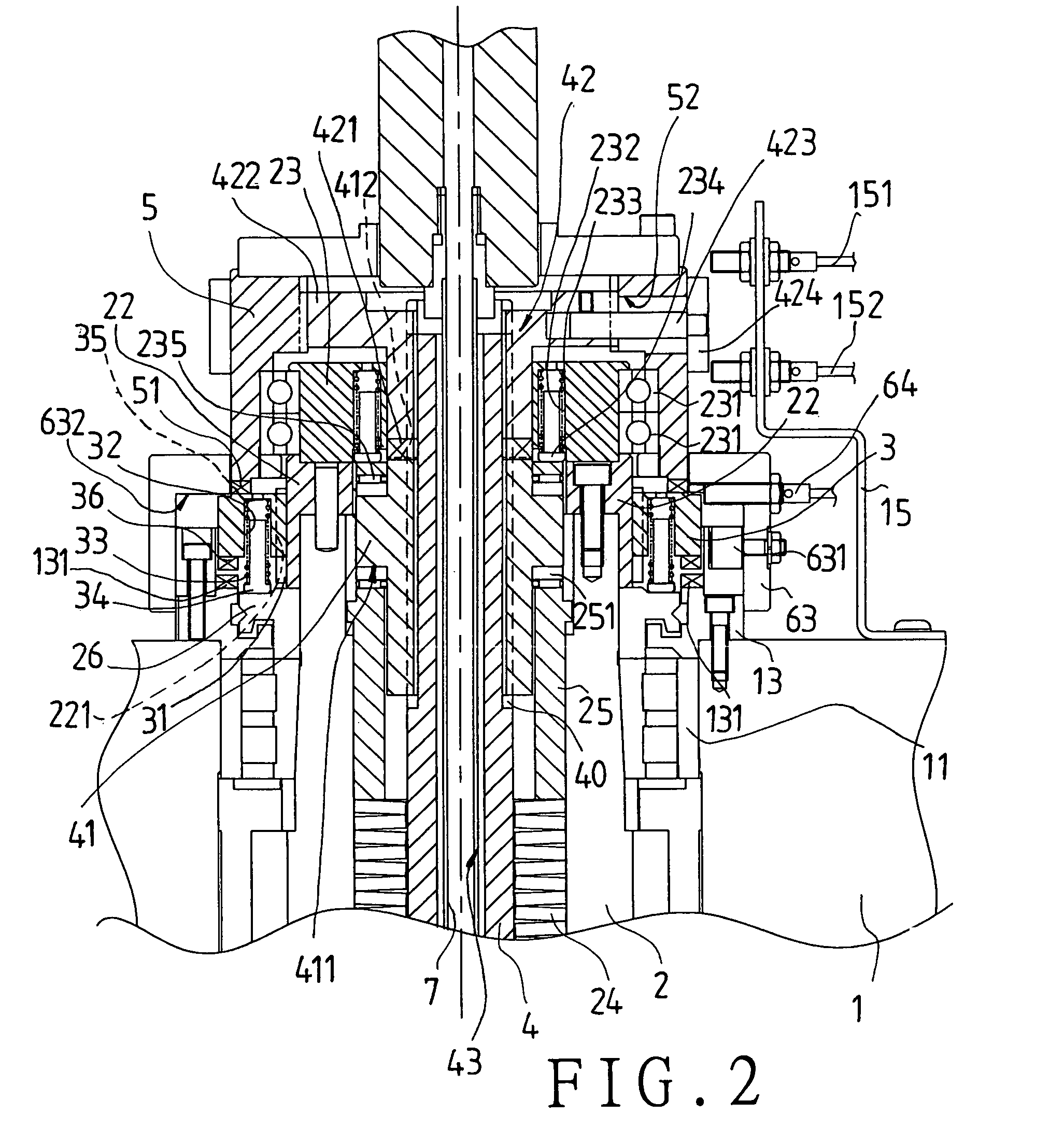 Structure of a spindle of a machining center