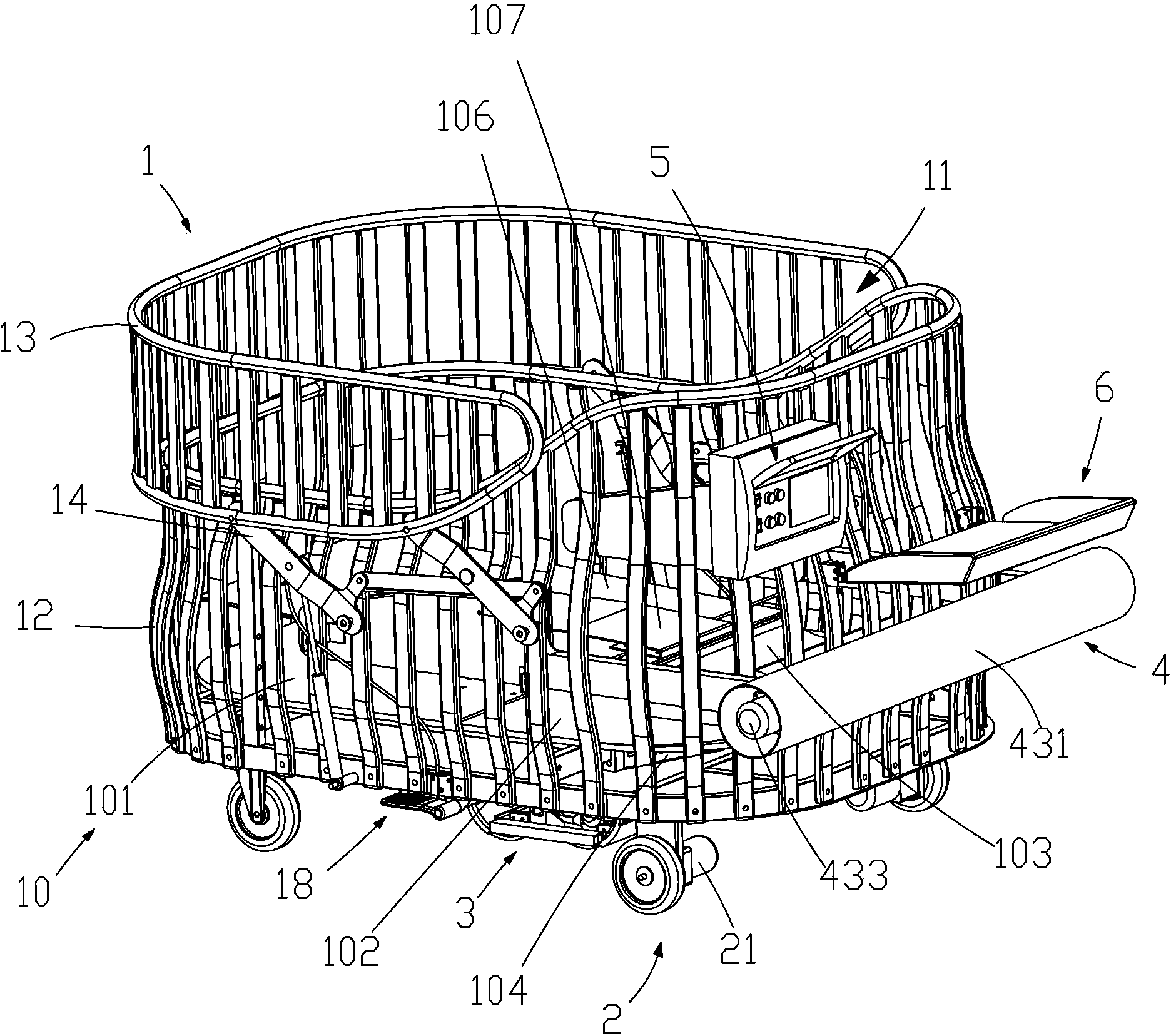 Intelligent baby bed carriage with chassis device