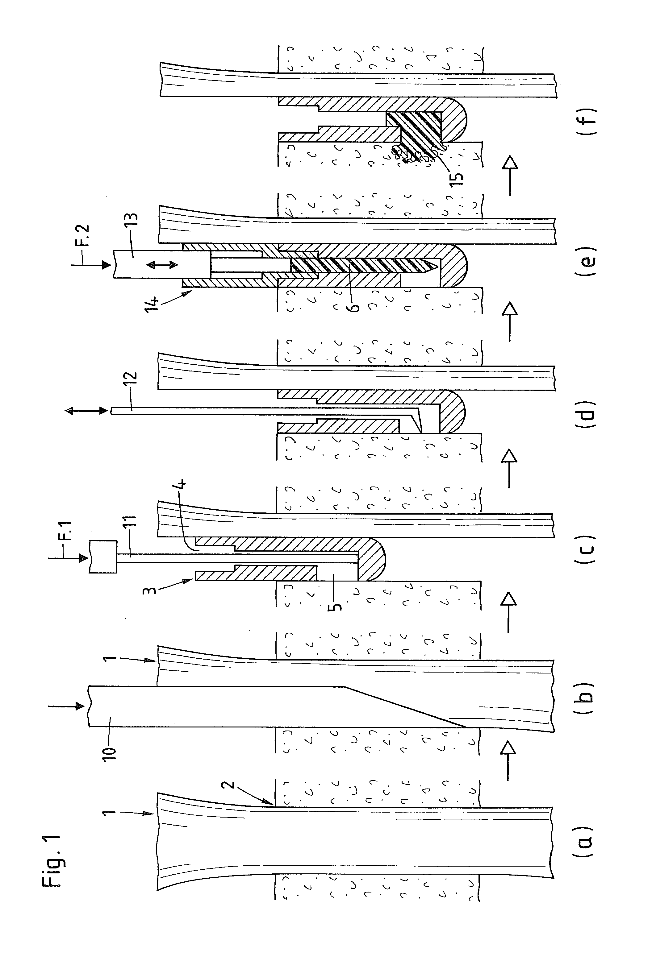 Method of fastening a tissue or a corresponding prosthetic element in an opening provided in a human or animal bone and fastener suitable for the method