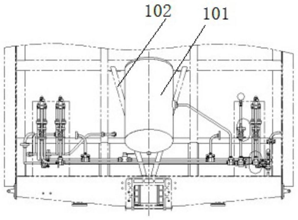 A new type of air storage tube device and ballast hopper car